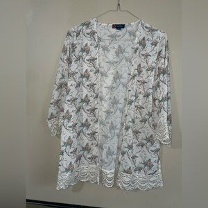 Indigo Poppy Floral Lace Kimono Cardigan size L